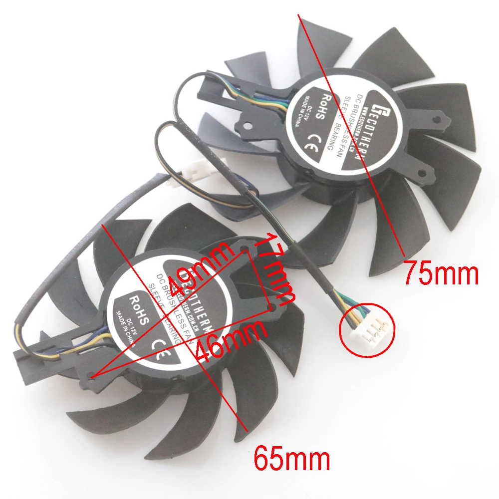 GA72S2U GA82S2H 12V 65mm 75mm VGA Fan For ZOTAC GTX1660 1660S 1660ti 6GB Graphics Card Cooling Fan