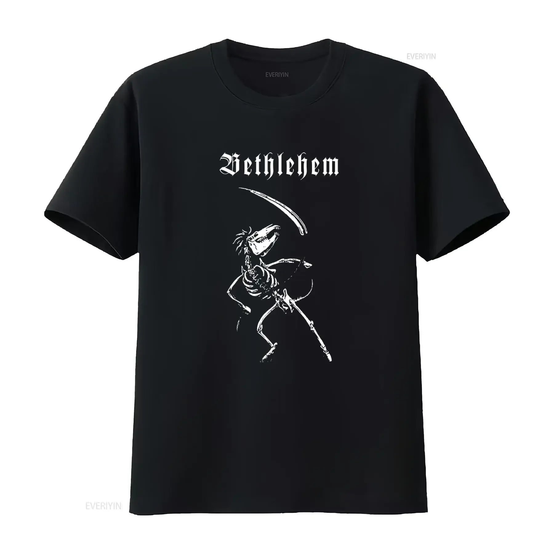 Bethlehem Gothic Skeleton Design T Shirt Unique Dark and Stylish for Lovers vintage Washed Slightly Top For Everyday Wear