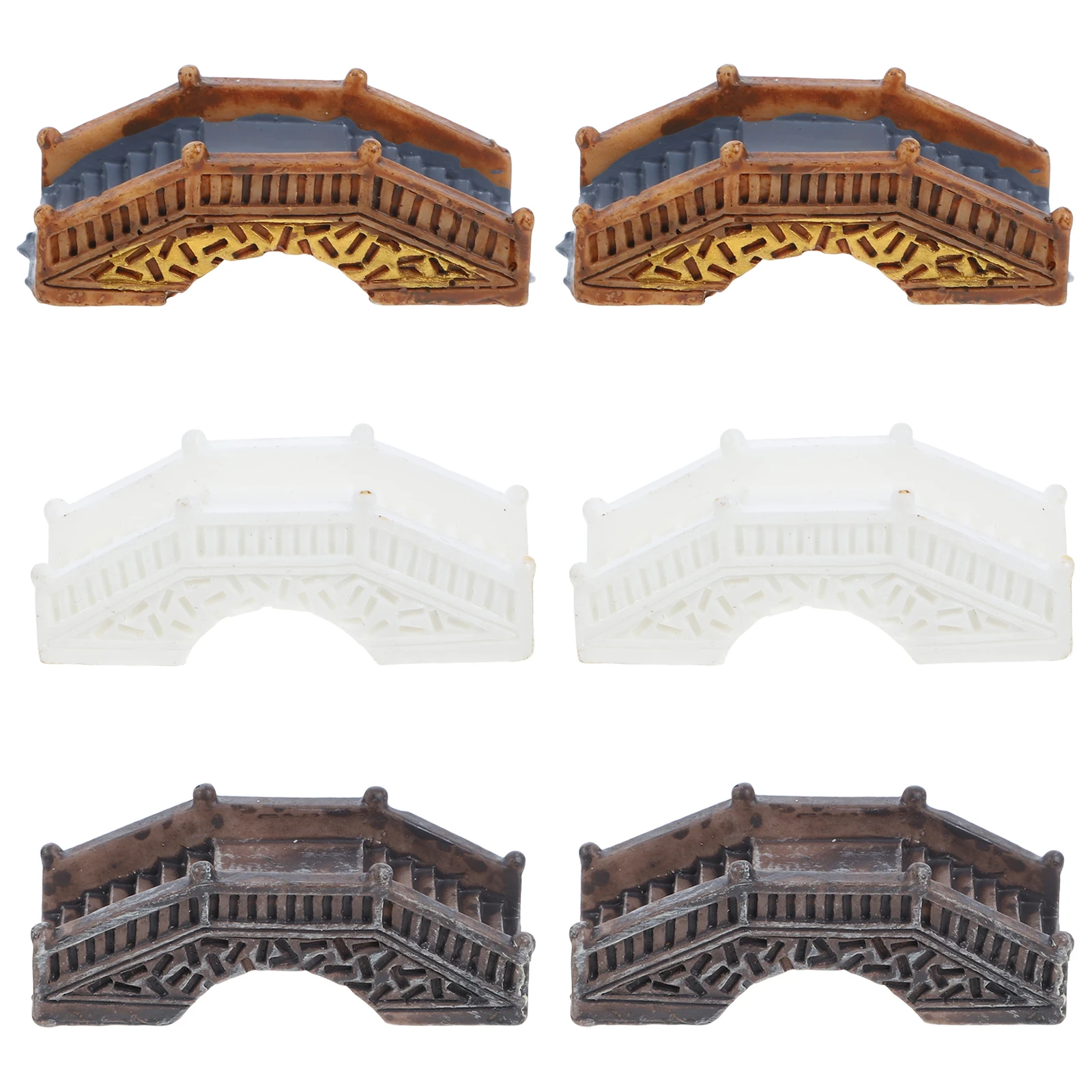 

6pcs Miniature Resin Arch Bridge Accessories for Garden Decor Small Stone Bridges Simulation Scene DIY Photo Prop Garden