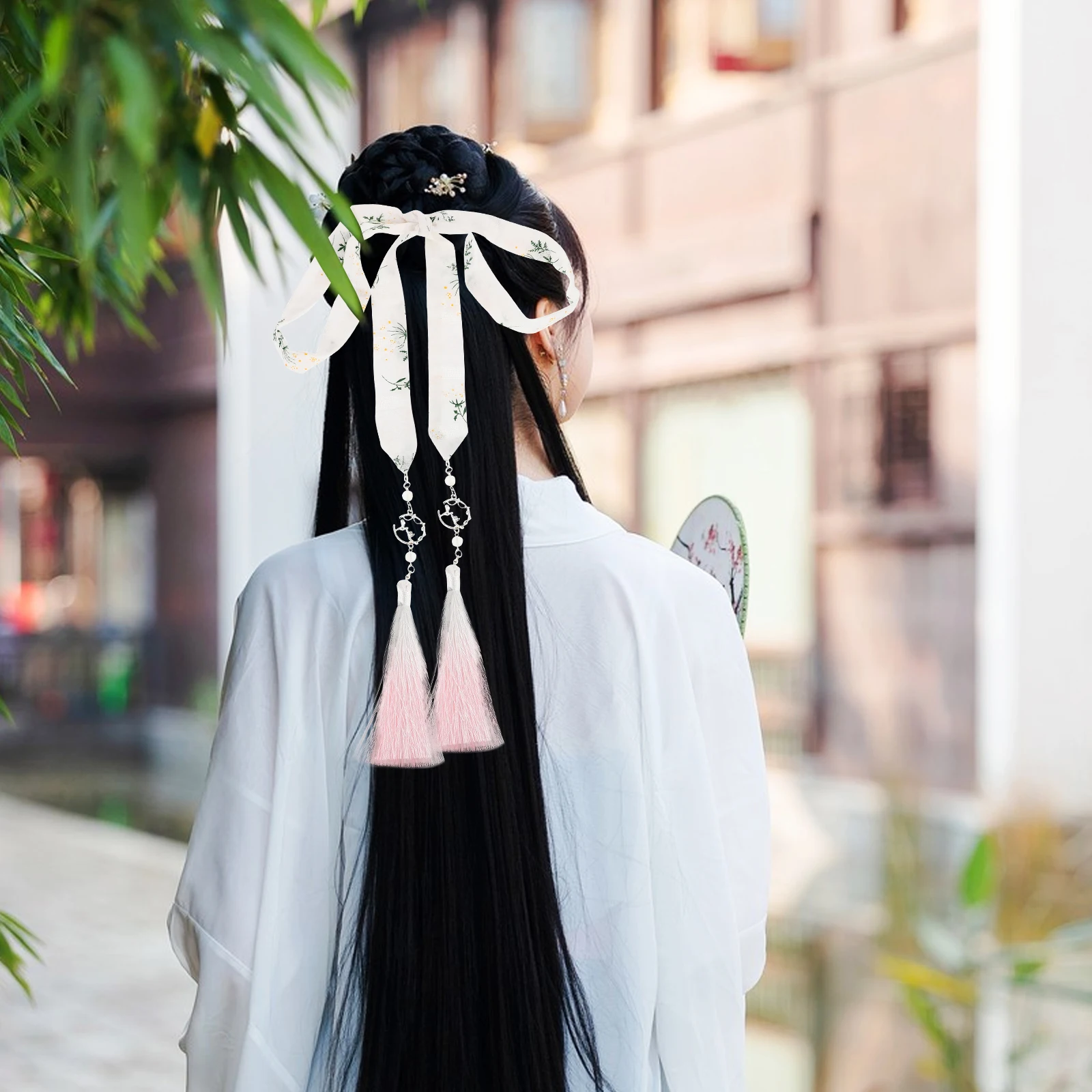 

Hanfu Hair Accessories Elegant Ribbons Tie Headdress Streamer naments Artificial Silk Gradient Tassel Versatile Use Chinese