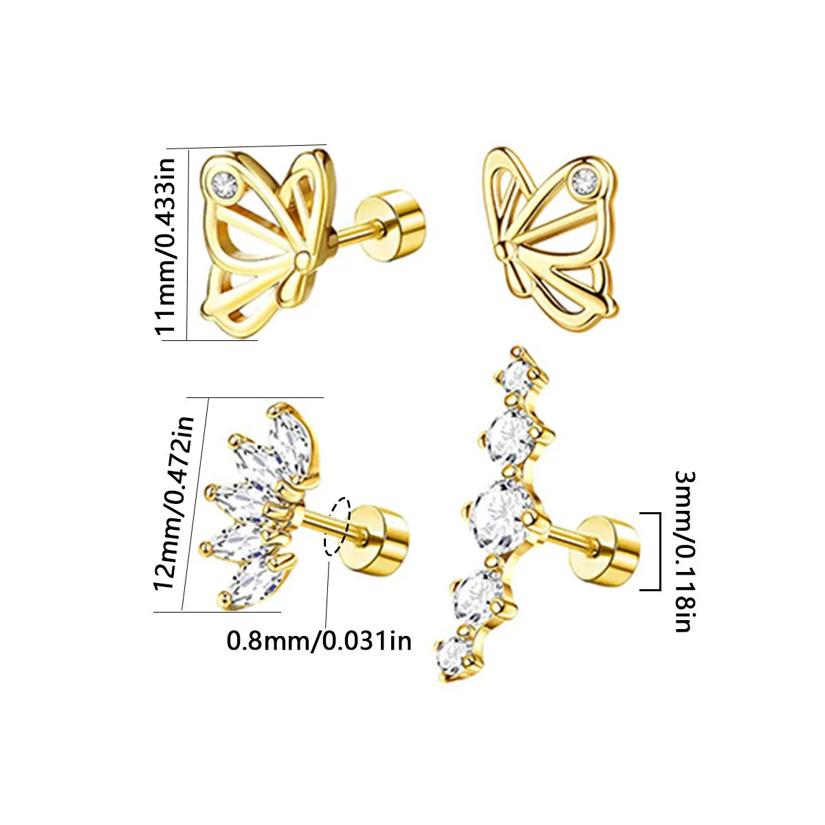 أقراط مرصعة بالحيوانات للنساء ، برغي الظهر ، قوانغدونغ ، العصرية ، تخفيض السعر ، البيع #3