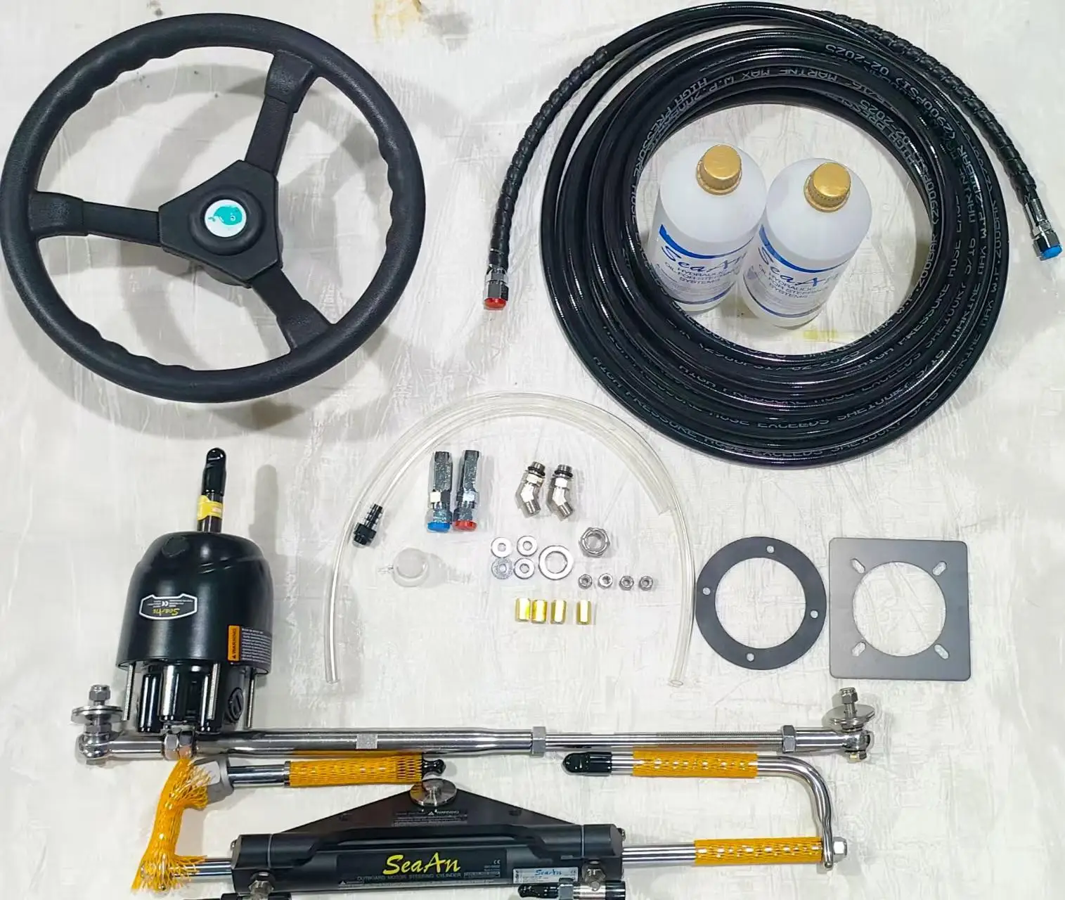 All Inclusive 150HP Hydraulic Outboard Steering System Kit Boat Marine Parts Accessories for Single Engine Use 2 Stroke 4 Stroke