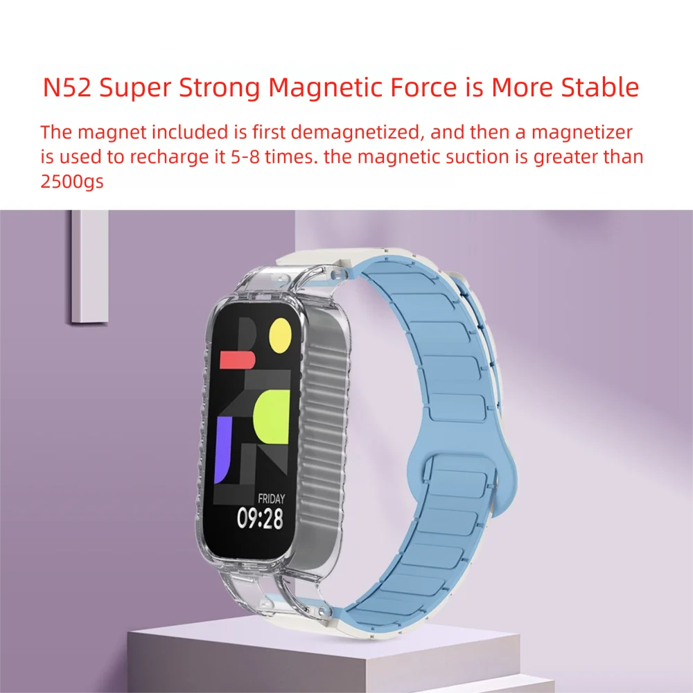 Магнитный браслет 12 мм для Redmi Band 3, бронированный стиль, устойчивая пряжка, быстросъемный, приятный для кожи силиконовый ремешок для часов для мужчин и женщин