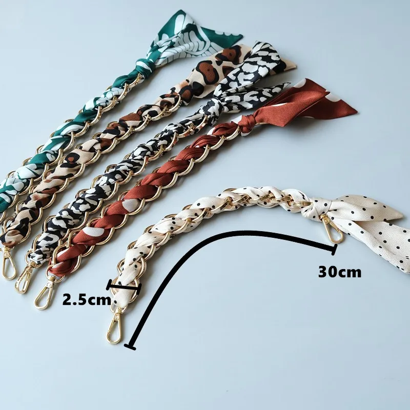 New Fashion Spring Summer Woman Handbag Accessory Part Chains Detachable Replacement Leopard Dot Cotton Scarve Strap Women Chain