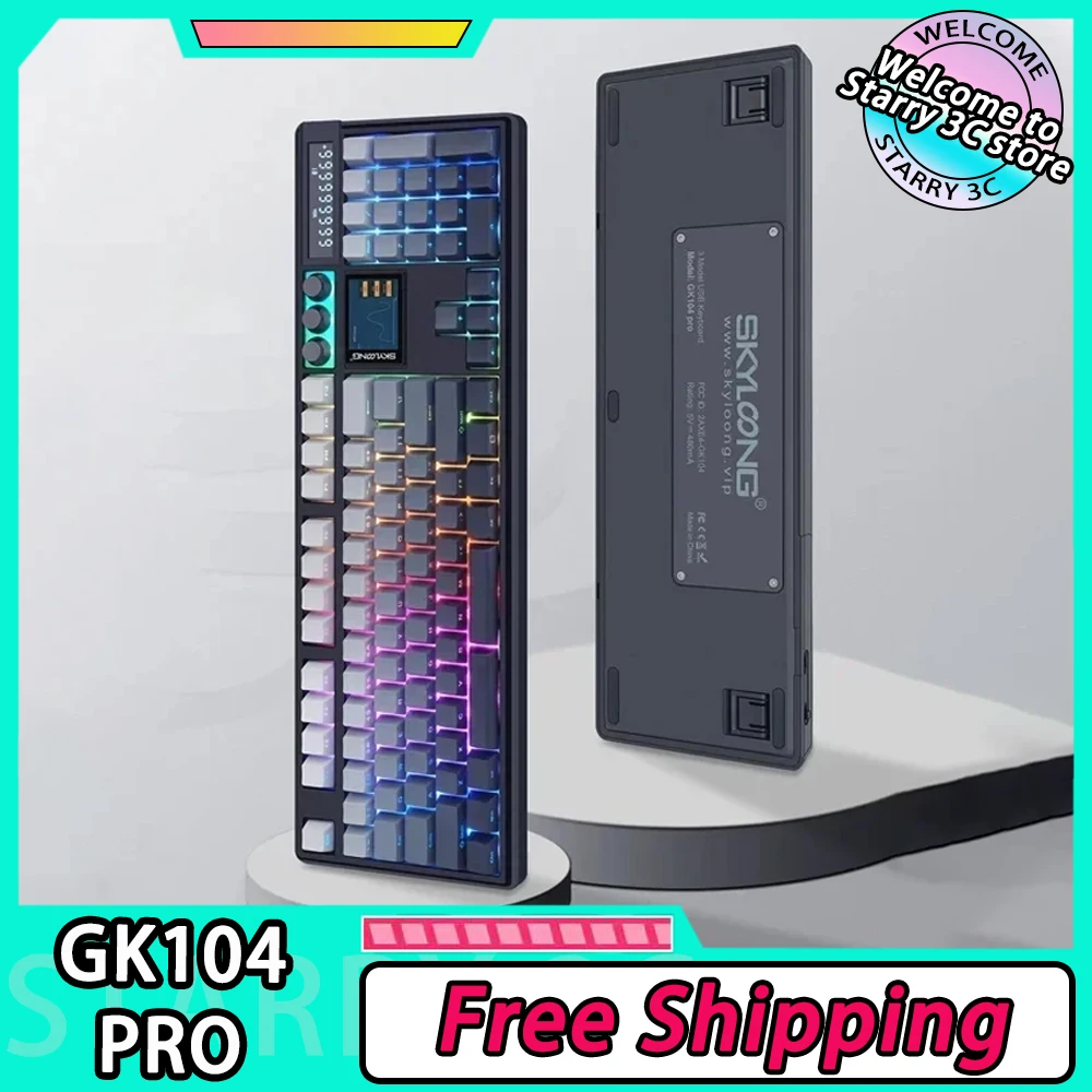 

Skyloong GK104 Pro Mechanical Keyboard 8K Three Mode Calculator Custom Screen Multifunctional Knob Wireless Gaming Keyboard Gift