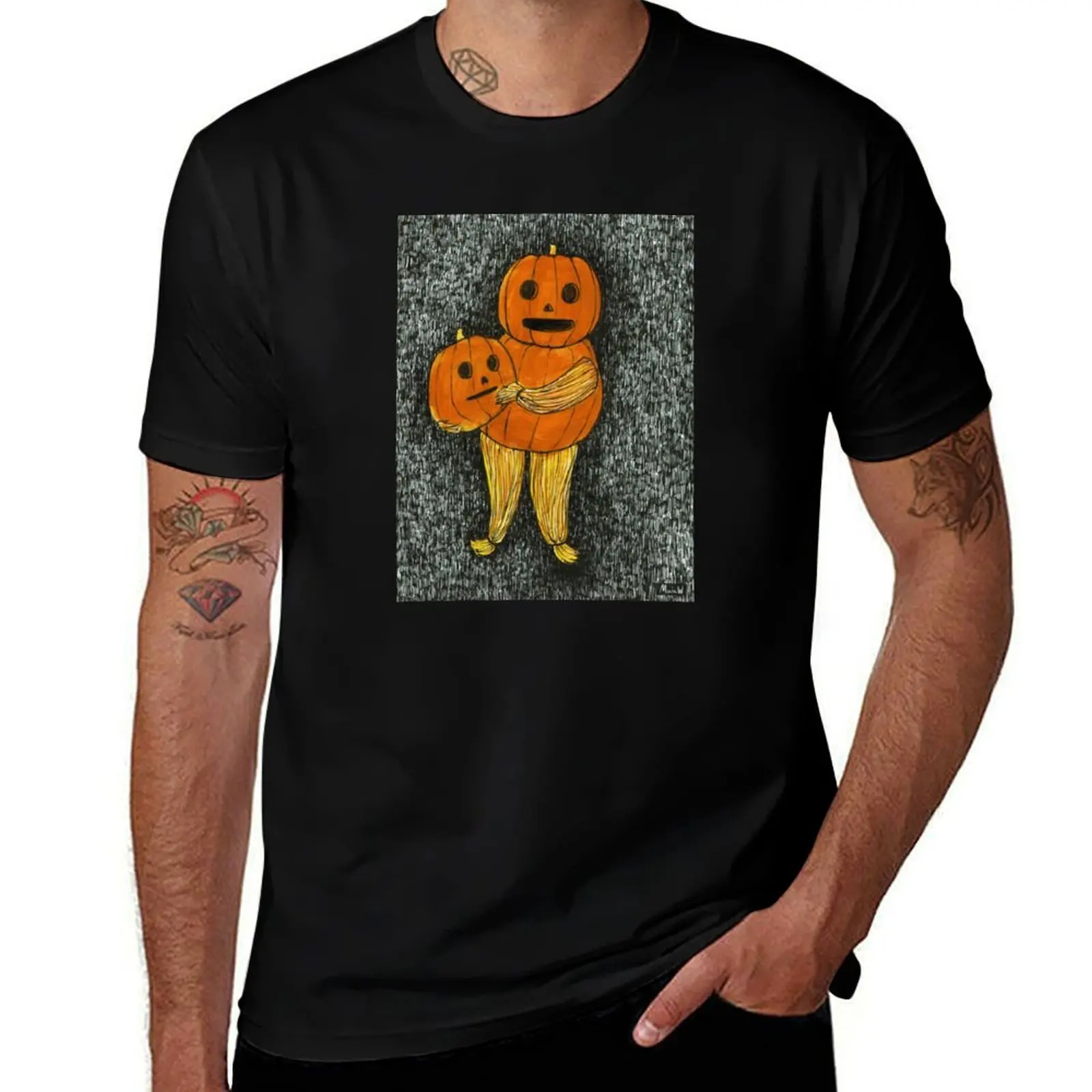 Pumpkin Person T-Shirt Basic Breathable Solid Color T-Shirt