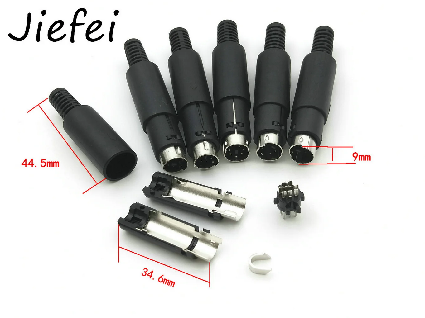 Imagem -04 - Mini Din Macho Plug Conector Faça Você Mesmo Peças para Montagem do Cabo do Chassi 9pin Inline Audio av Connector 100 Pcs