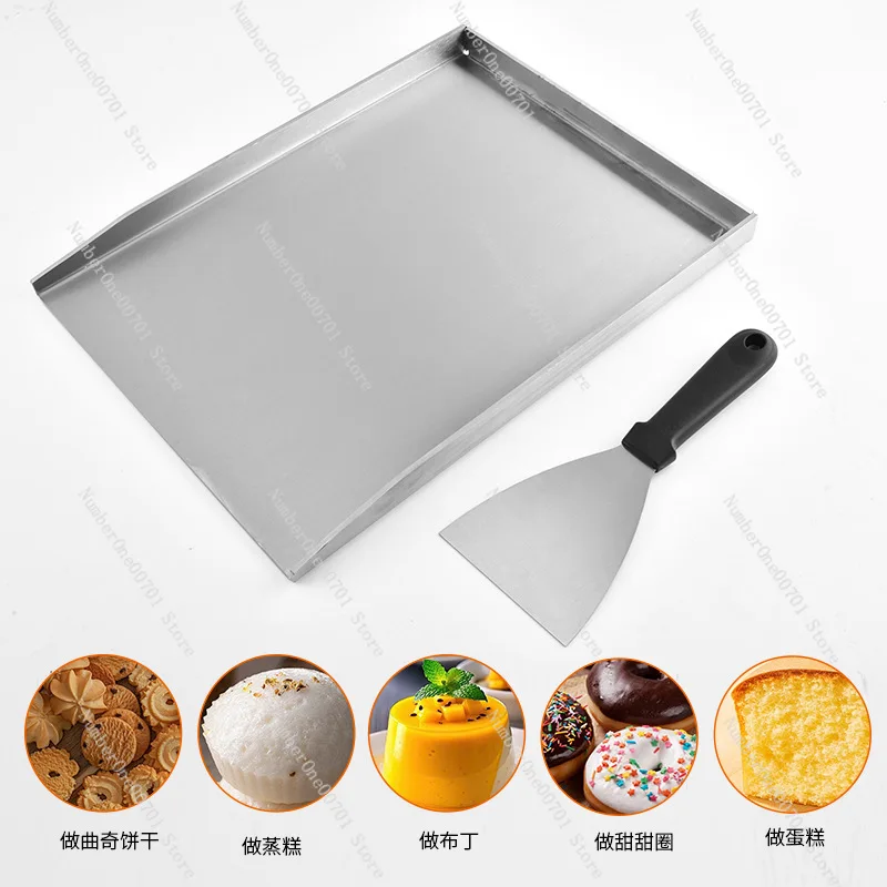 Stainless Steel BBQ Grill Pan Set, 3-Side Frying Griddle with Spatula, Outdoor Camping Cooking Tool Kit for BBQ