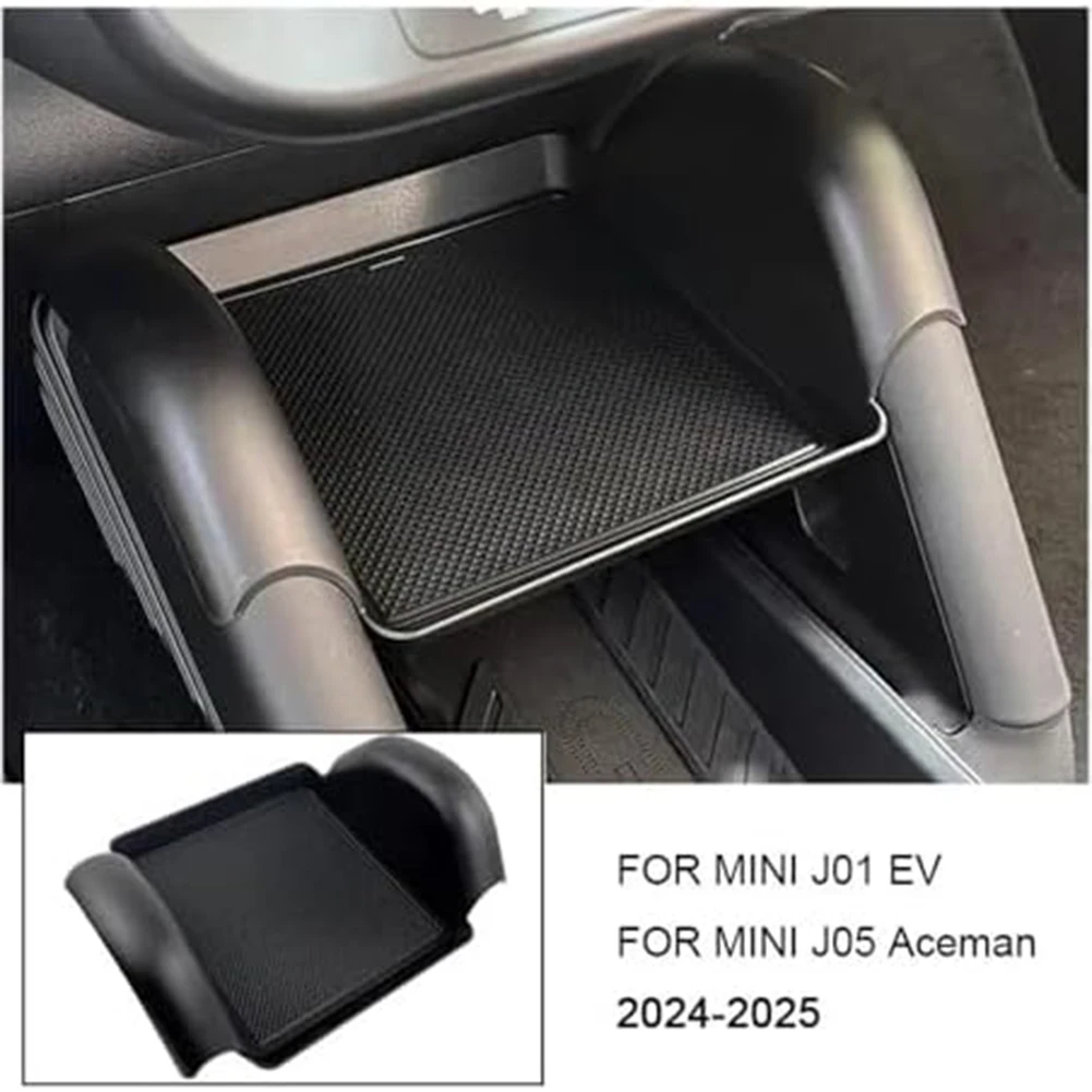 Central Control Tray Black Car Storage Box Non-Deformable Quick Installation Reliable Use Car Interior Storage