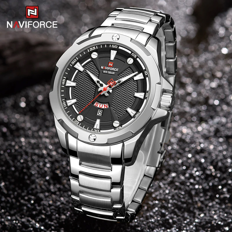 Men\'s Watches NAVIFORCE Top Brand Fashion Business Stainless Steel Male Clock Man Waterproof Quartz WristWatch Relogio Masculino