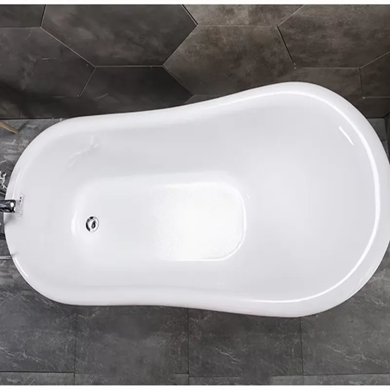 Freestanding Acrylic Bathtub Modern Luxury Design with Handrail and Center Drainage Classic Spa Style Hot Tub for Bathroom