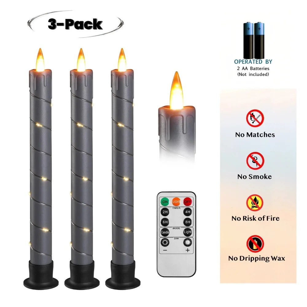 

Flameless Candle with Led String 11-Key Timing Remote Control Battery Powered Dance Flicker Flame Christmas Wedding Home Decor