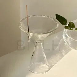 BIYLH Nordic Glass Incense Stick Base Transparent Hourglass Candle Holder Home Decorations Ornaments Tabletop Aromatherapy Stand