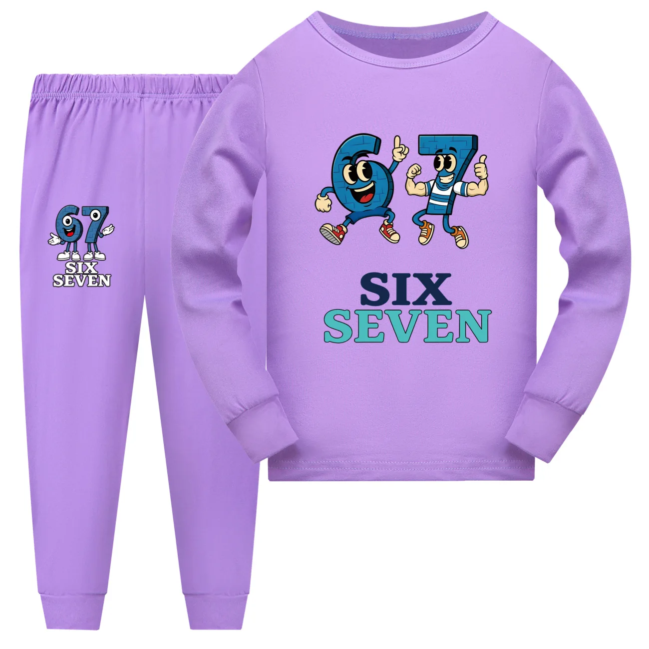 Six Seven Funny Brainrot Meme Kids Clothes Girls Pajama Set Boys Long Sleeve Trousers Pyjamas Autumn Sleepwear Suit