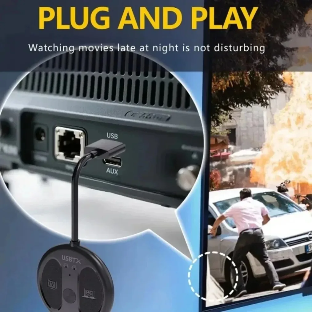 بلوتوث 5.4 جهاز إرسال واستقبال الصوت 2 في 1 لاسلكي 3.5 ملم Aux محول الصوت جهاز إرسال بلوتوث للتلفزيون سماعات السيارة