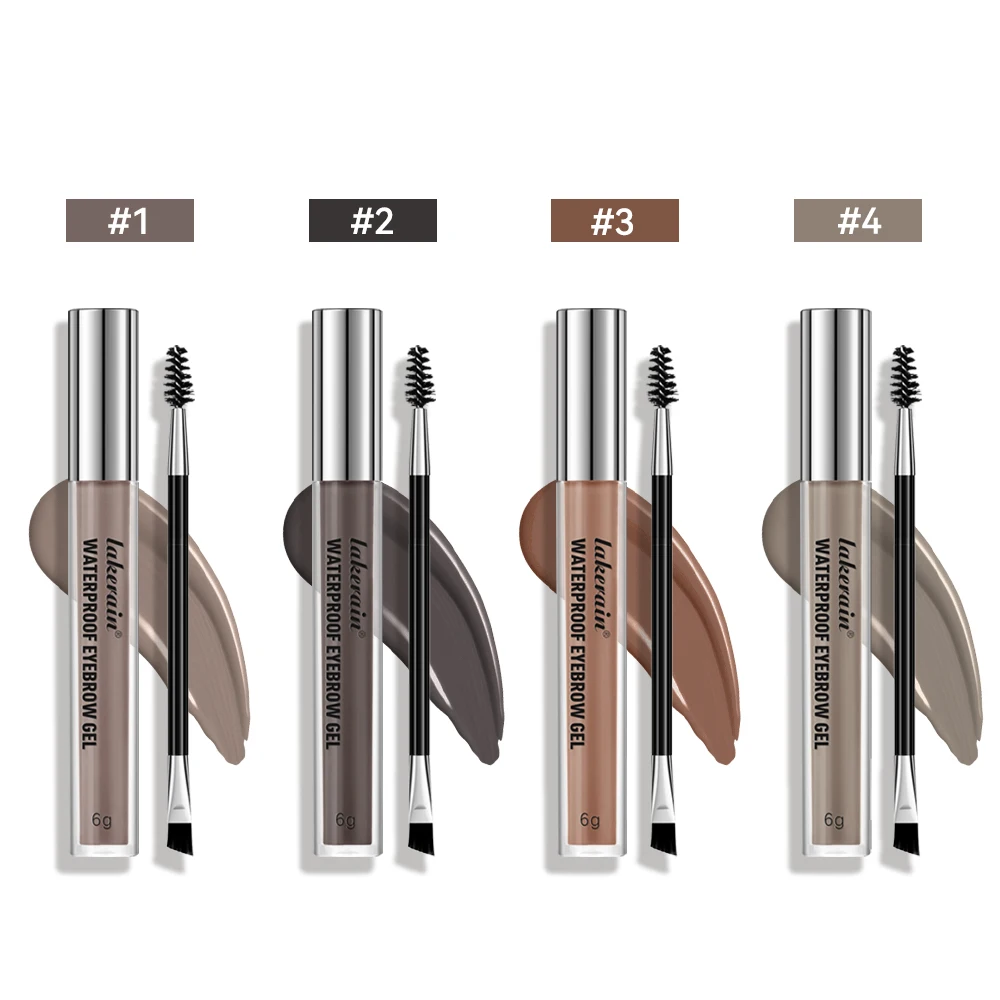 Waterproof Eyebrow Tint Gel Sweatproof Silky Texture Natural Look Long Wearing For Brunette Black Brown And Smoky Grey 4 สี