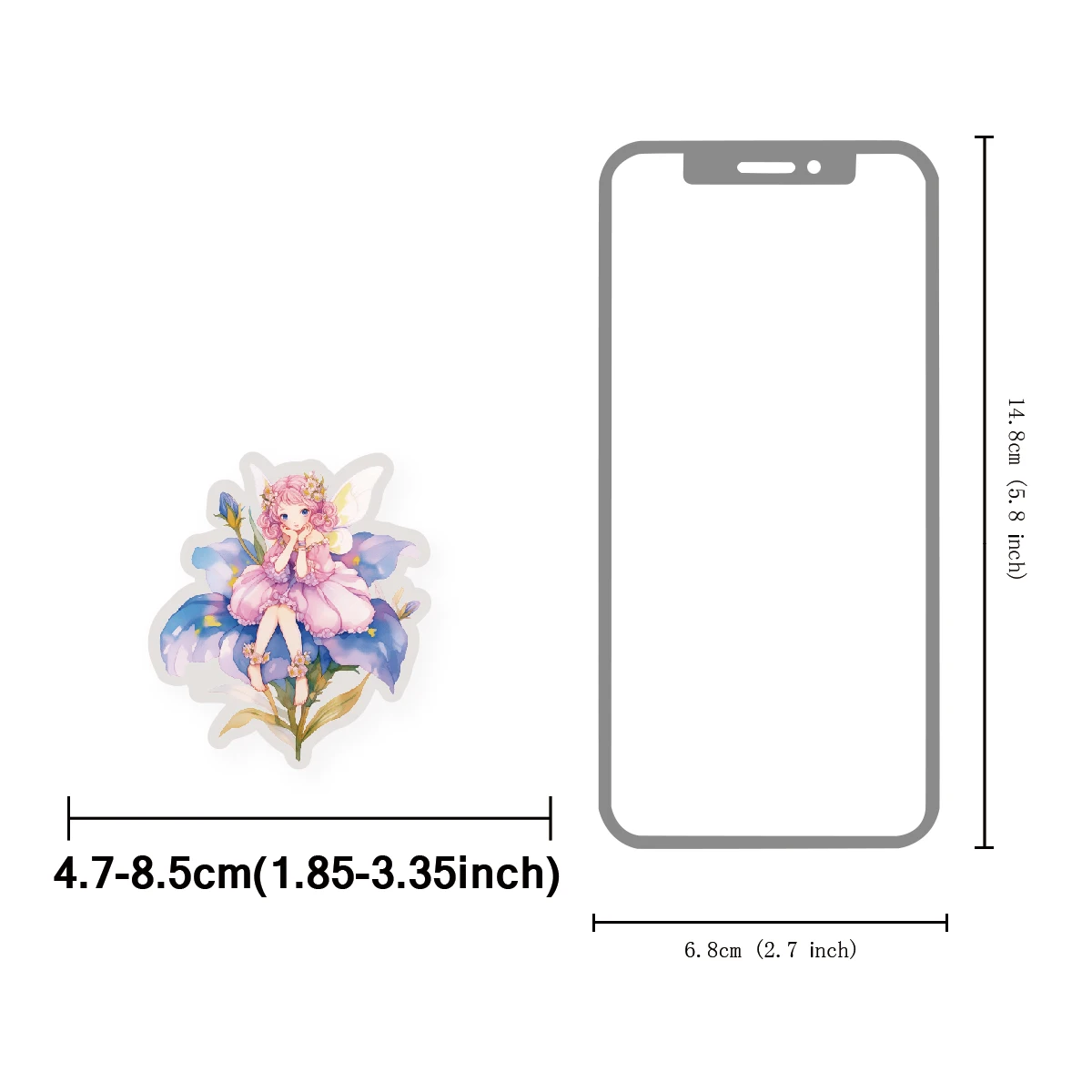 Etori Life Pink Winged Fairy Cute Elf Girl with Fairy Tale Mushroom House Pink Theme Stickers for Scrapbooking Supplies, Room Decoration, Photo Albums, Gift Box Packaging, Student Stationery, Girl Gifts, Children's Stickers