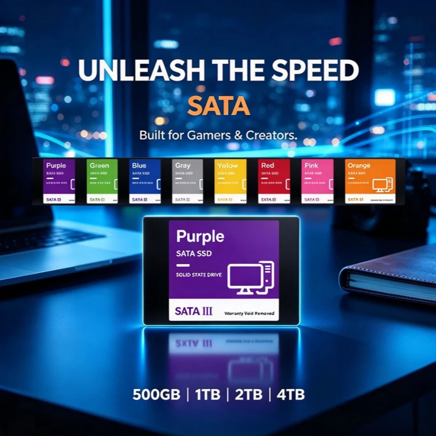 SATA Purple External SSD High Speed Large Capacity Portable Solid State Drive Storage Disk 4TB for Laptop Smartphone Desktop PC
