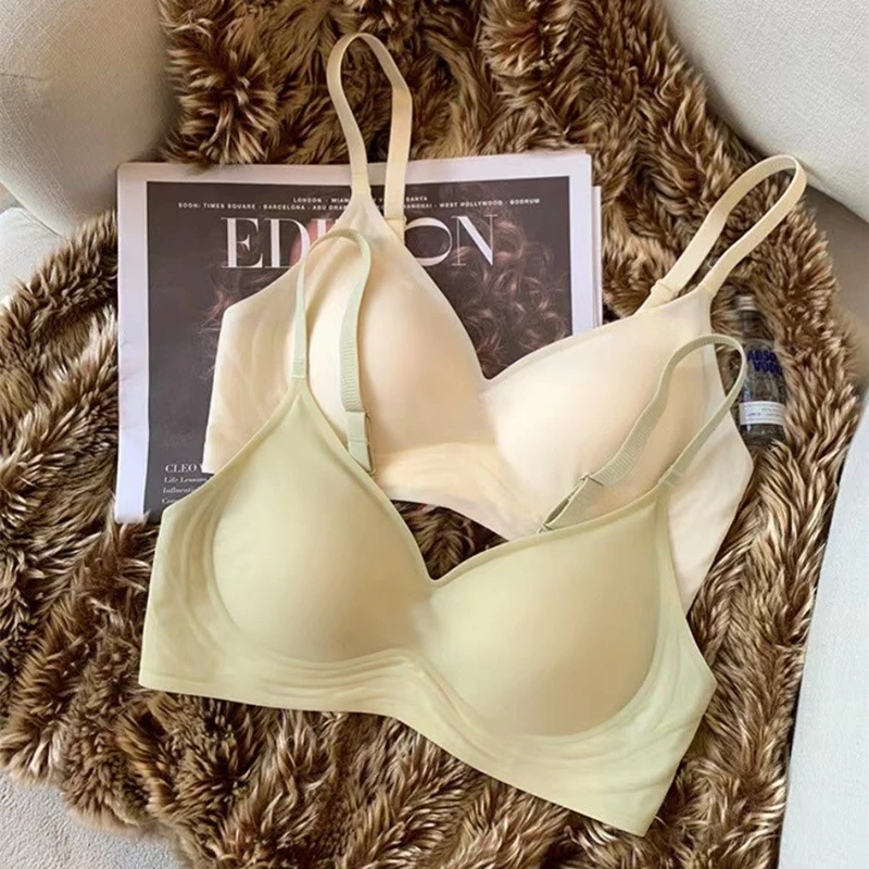 Intimo senza anelli in acciaio con sensazione nuda senza traccia per donna Seni piccoli raccolti, supporto morbido, reggiseno traspirante e anti-cedimento