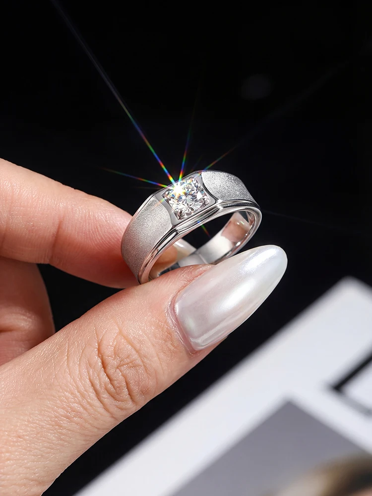 Wunderschöne 1CT D-Farbe Concise zertifizierte Moissanit-Diamant-Verlobungsringe für Herren, echter Luxus, Hochwertiger Hochzeitsschmuck – Detail 3