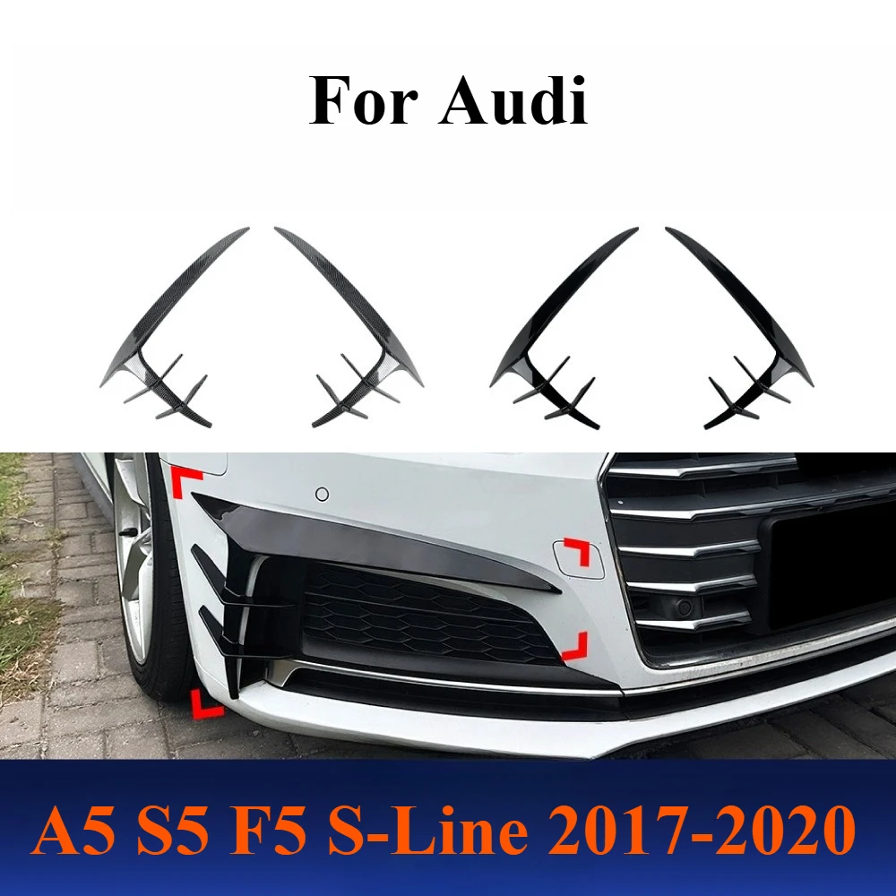 

For Audi A5 S5 F5 S-Line 2017-2020 Front Bumper Canard Grille Lip Spoiler Trim Sticker Exterior Upgrade Modification Accessories