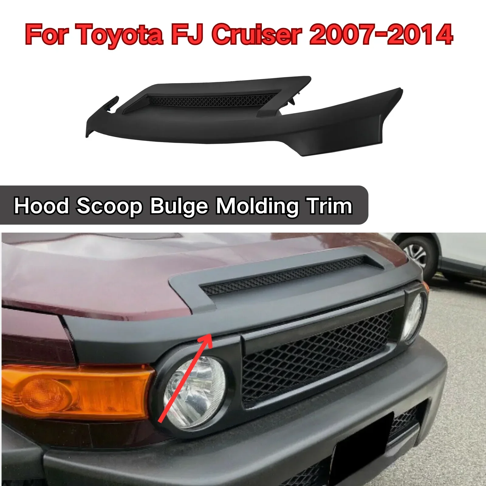 

For Toyota FJ Cruiser 2007-2014 Hood Scoop Bulge Molding Trim Body Kit Matte Black Car Accessories Protective Decoration Car