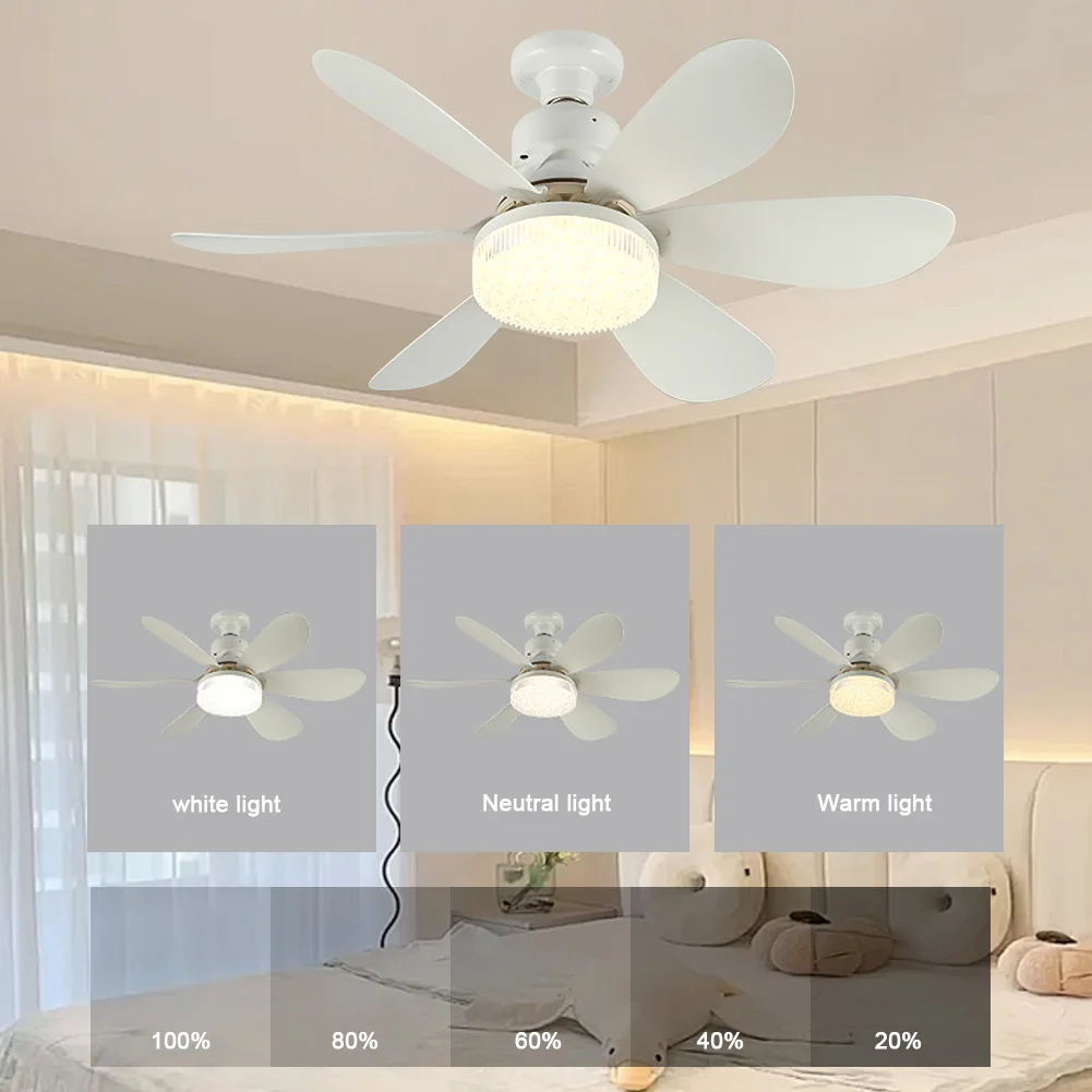 2 In 1 Ceiling Fan Light E27 LED 40W Mute Electric Ceiling Fan Light 86-265v with Remote Control Lighting Living Room Study Room