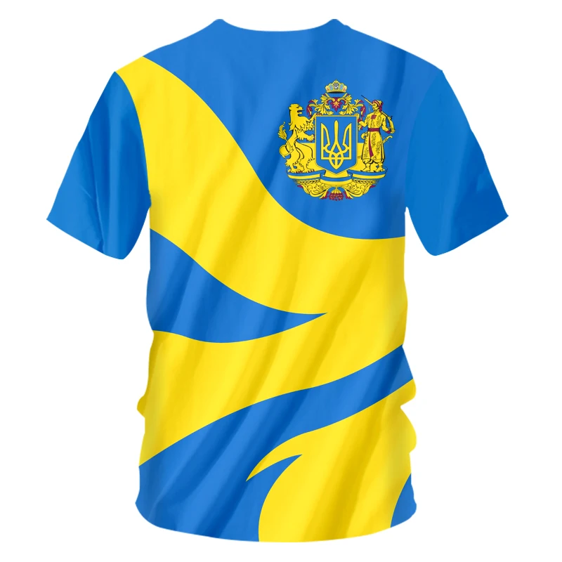 2022 Summer Ukrainian 3d Printed T Shirt Men\'s Ukrainian Flag Casual Wear Fashion Plus Size Football Jersey