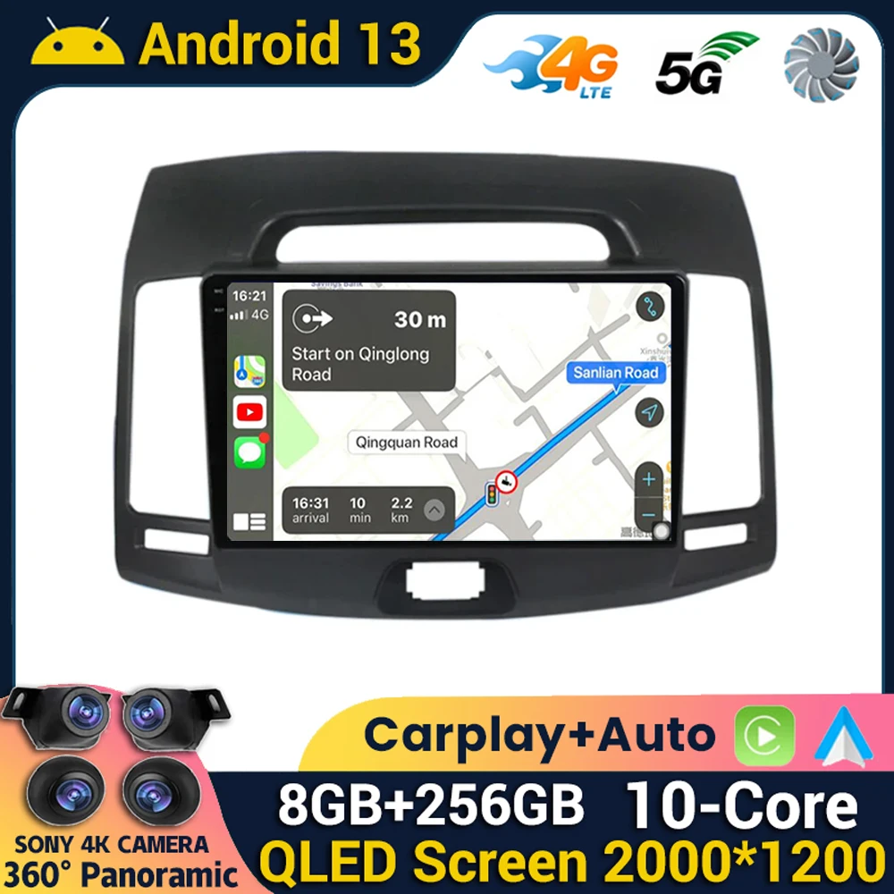

Android 13 For Hyundai Elantra 2006 - 2011 Carplay Car Radio Multimedia Video Player Navigation GPS Carplay QLED Touch Screen