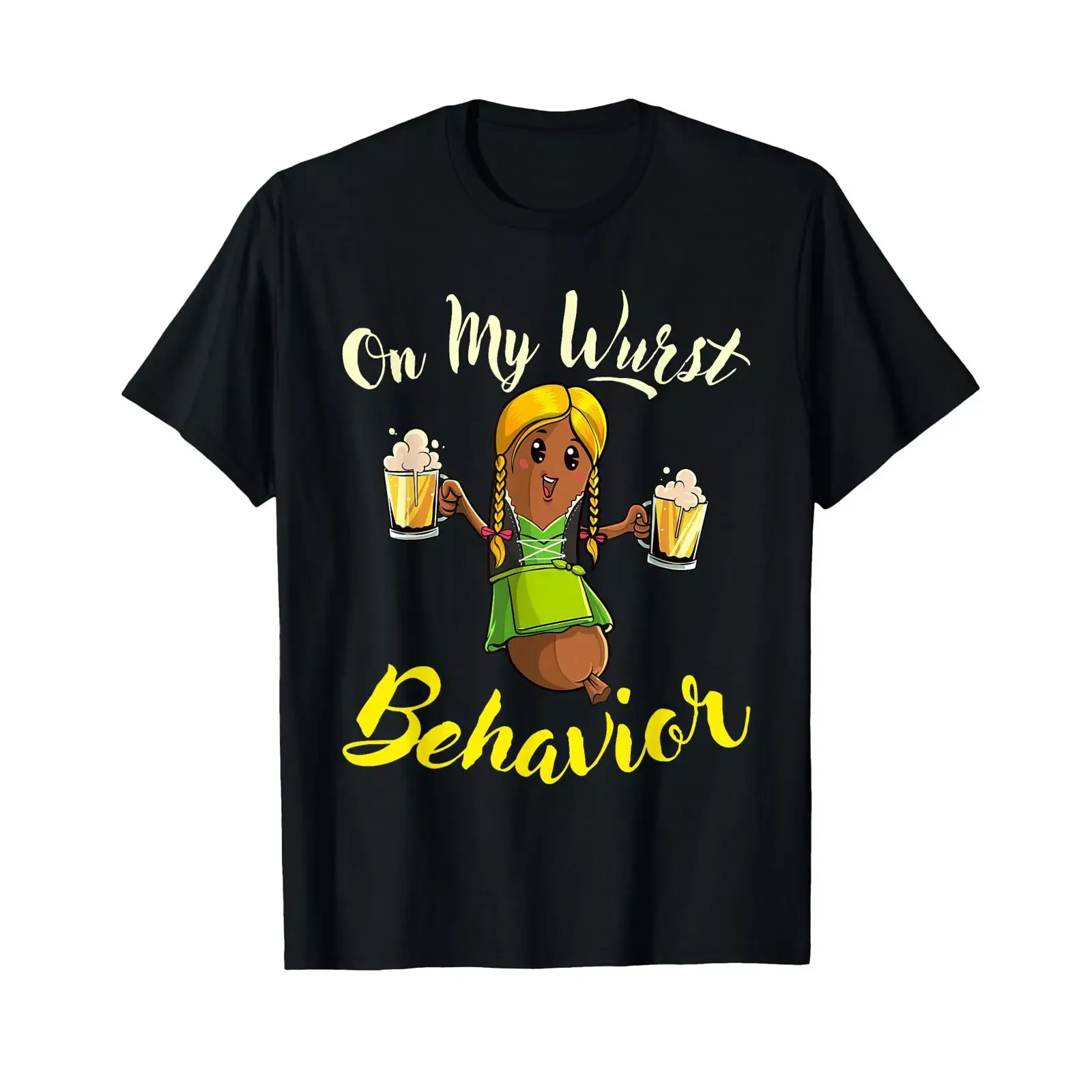 On My Wurst Behavior Funny Bratwurst German Oktoberfest T Shirt vintage Washed Top For Everyday Wear fashion Unisex Casual