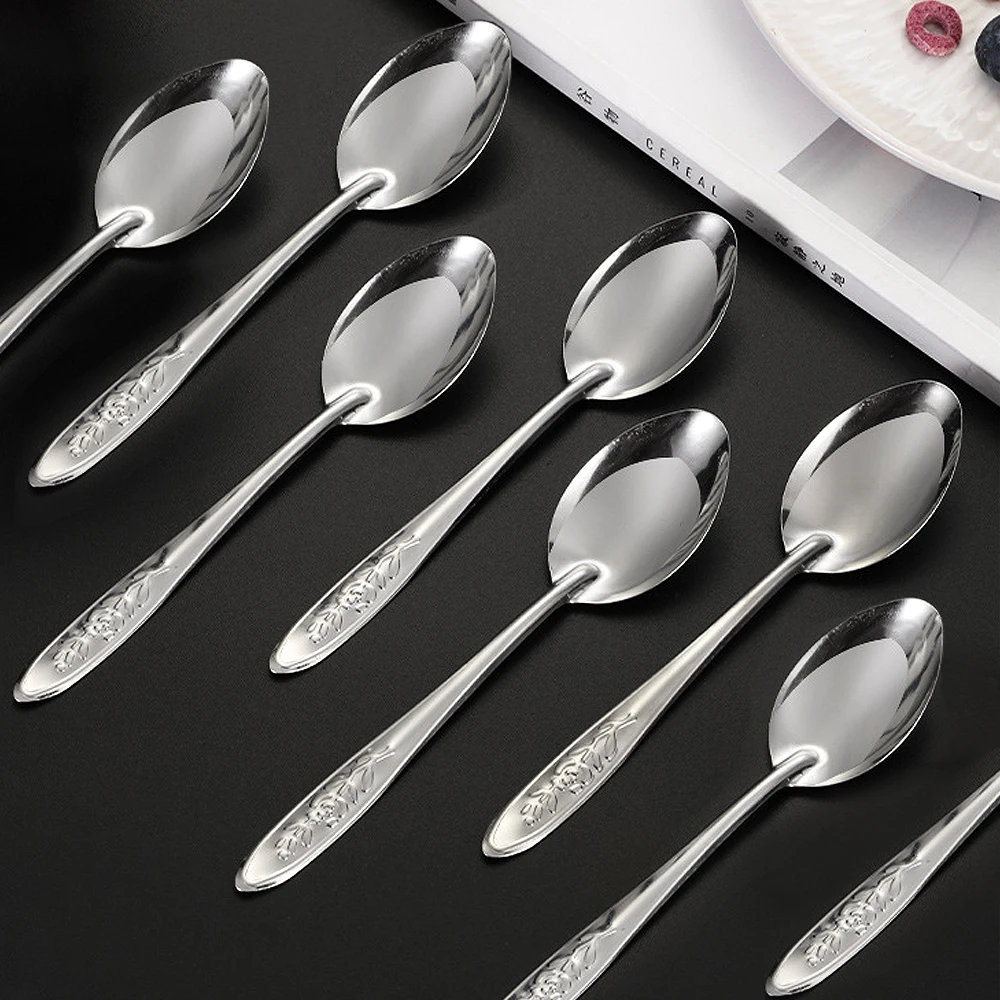 5/10Pcs Stainless Steel Spoon Ramen Noodles Tablespoons Scoop Rice Salad Stirring Scoop Home Kitchen Tableware Cooking Utensils