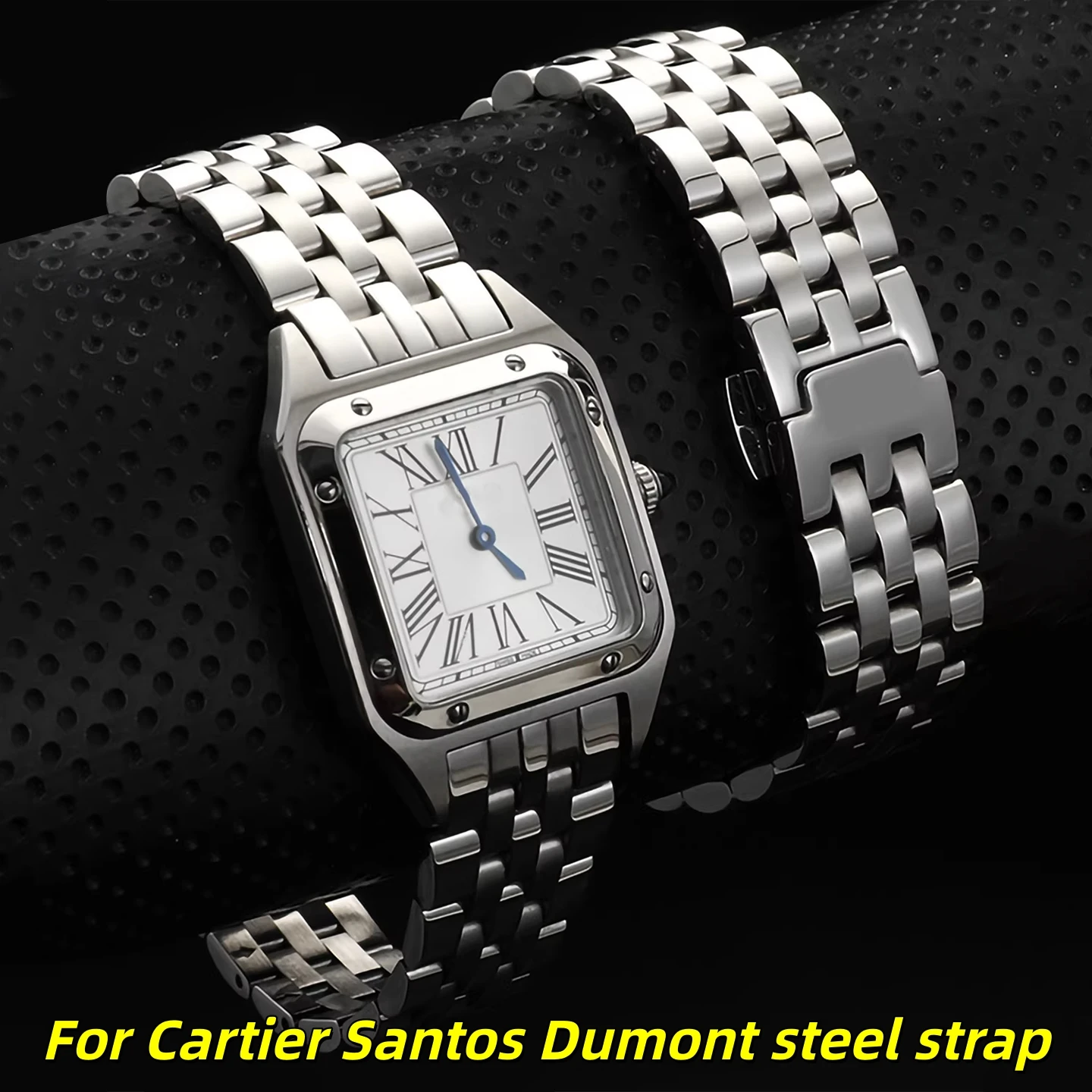 Correa de reloj de liberación rápida para Cartier Santos Dumont, correa de repuesto de acero inoxidable, pulsera de Metal de 15mm, 17mm, 19, 21mm