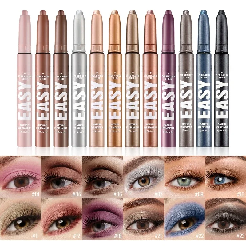 Monochrome Eye Shadow Stick Waterproof Lasting Highgloss Metallic Pearlescent Matte Eyeshadow Lying Silkworm Eyeliner Pen Makeup