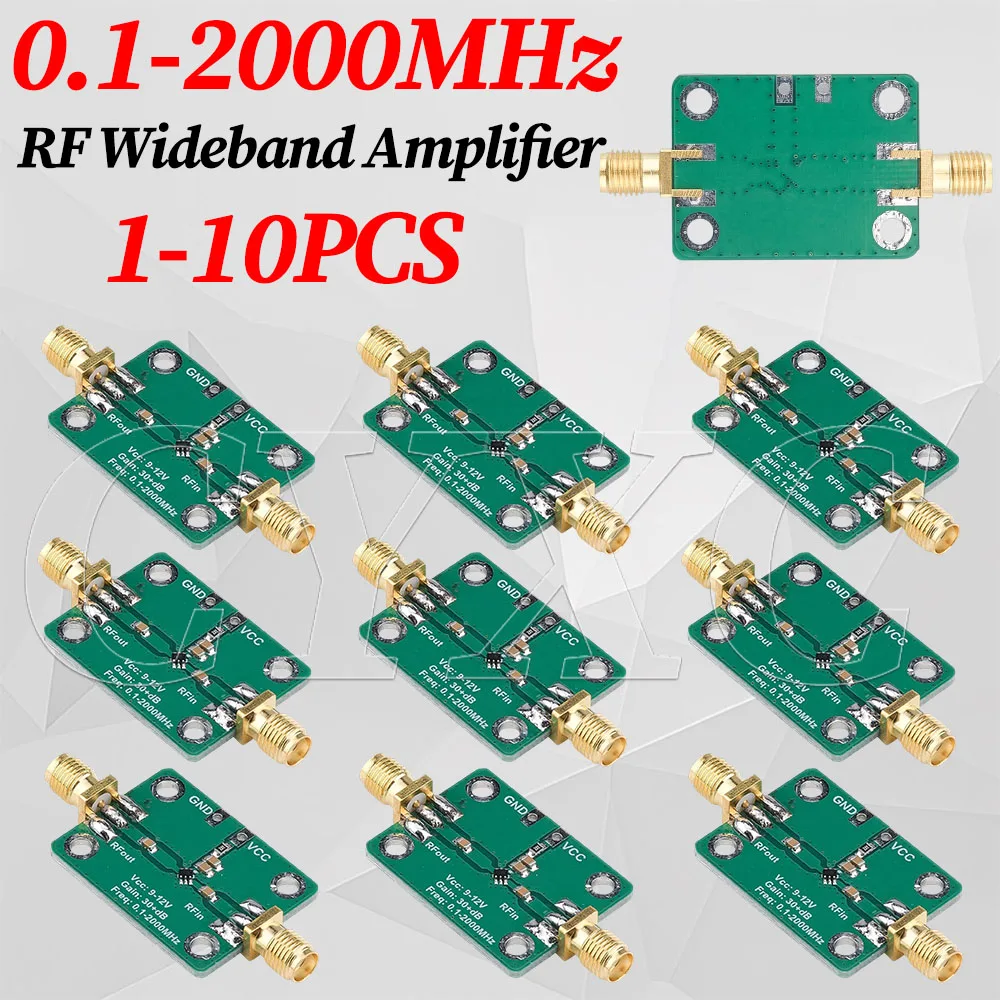 1-10PCS 0.1-2000MHz RF Wideband Amplifier High Gain 30dB Low-noise Amplifier LNA Development Board