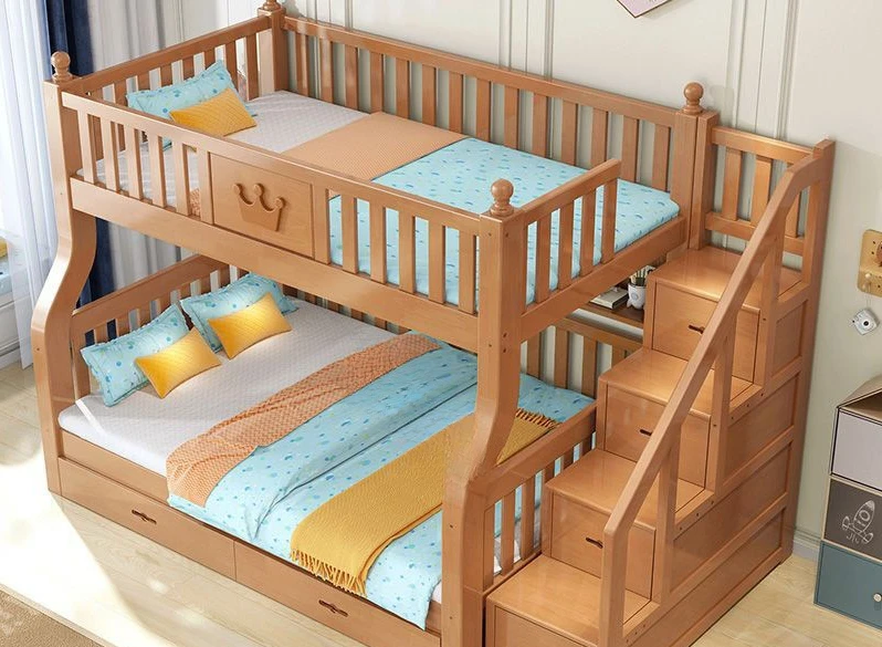 Oak bunk bed, bunk bed with desk, two bunk beds, all solid wood, children\'s bed, adult mother