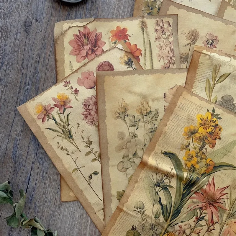 أوراق الصباغة اليدوية غير المرغوب فيها مجلة خمر كتالوج النبات الزخرفية وصمة عار الزهور المواد داخل الصفحة ورق خلفية