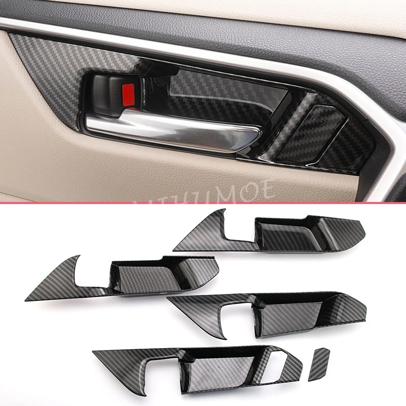 

Carbon Fiber Interior Door Handle Cover Surrounds Trims For Toyota RAV4 Suzuki Across 2019-2024 2020 2021 2022 2023