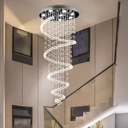 Candelabro de techo LED de cristal de doble espiral, luz de suspensión colgante para dormitorio, sala de estar, comedor, pasillo, escalera, accesorio