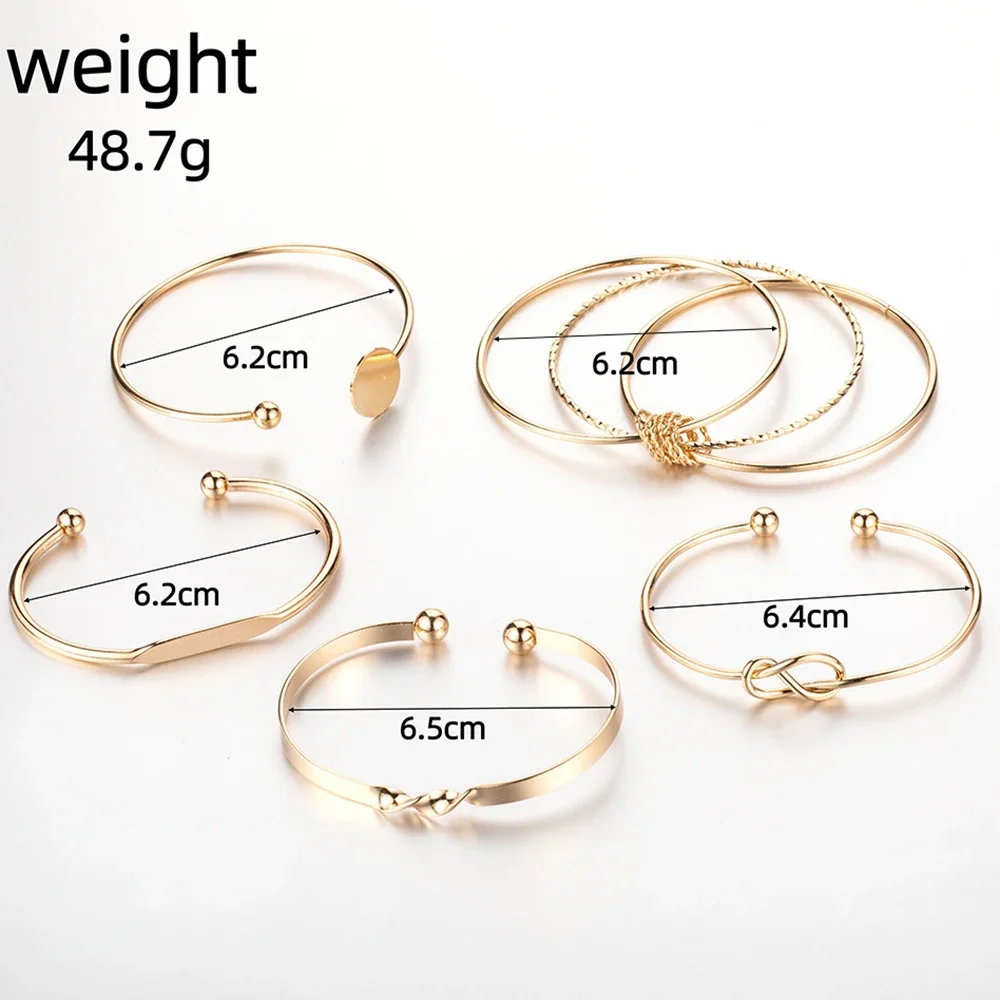 Gold Color Cuff Bracelet Set for Women Layered Stackable Opening Adjustable Bracelet Suitable for Daily Wear Fashion Jewelry