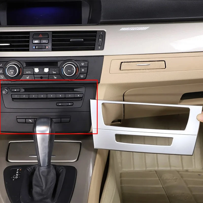 Chrom-Aufkleber für die Mittelkonsole, Multimedia-Drehknopfrahmen, Klimaanlagen-Drehknopfblende, Abdeckung für BMW 3er E90 2005-2012