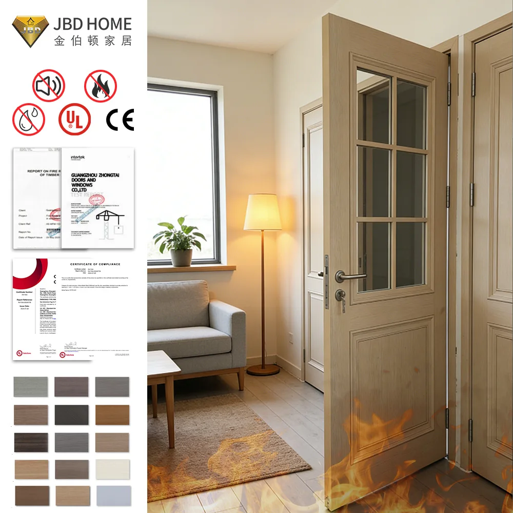 For Approved Solid Wood Internal Fire Door 60/90/120 Min for Residential Bedroom & Villa Use CE Certified with Test Report