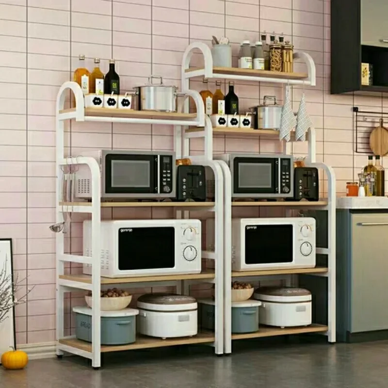 Kitchen rack, floor-to-ceiling multi-functional household microwave oven storage rack