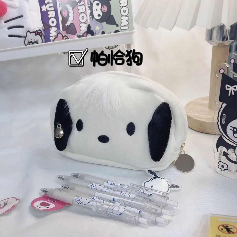 New Cute Cartoon Sanrio Cinnamoroll Pencil Case Plush Good-looking School Supplies Kawaii High-capacity Cosmetic Storage Gifts