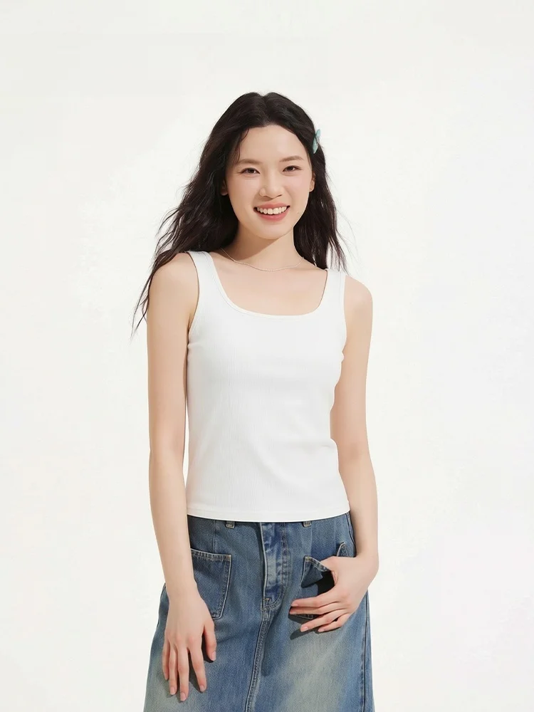 

Hotwind Summer 2026 Women's Basic One-Piece Vest Faionable Classic Simple Versatile Straight Tube Screw Tead Collarl C...