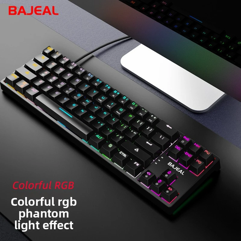 BAJEAL K71 Mechanical Keyboard with Type-C Key Line Separation Blue Switch Portable Gaming Plug-in Shaft