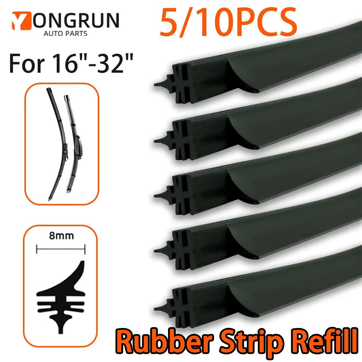 YONGRUN Wischerblätter Valeo Typ Wischerblätter Naturkautschukstreifen Ersatz 16 "17" 18 "19" 20 "21" 22 "24" 26 "28" 30 "32"