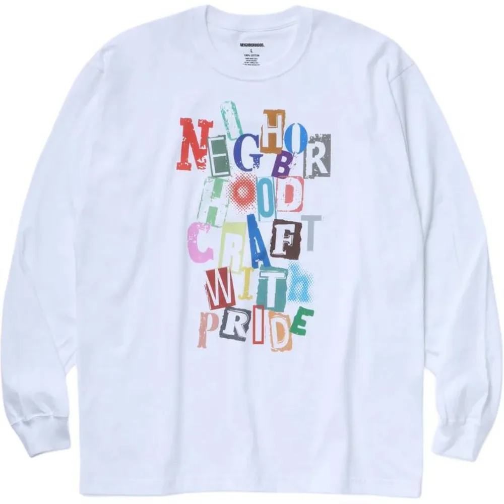 NEIGHBORHOOD Trendy Graffiti Letter Design Casual Crewneck Long Sleeve T-Shirt