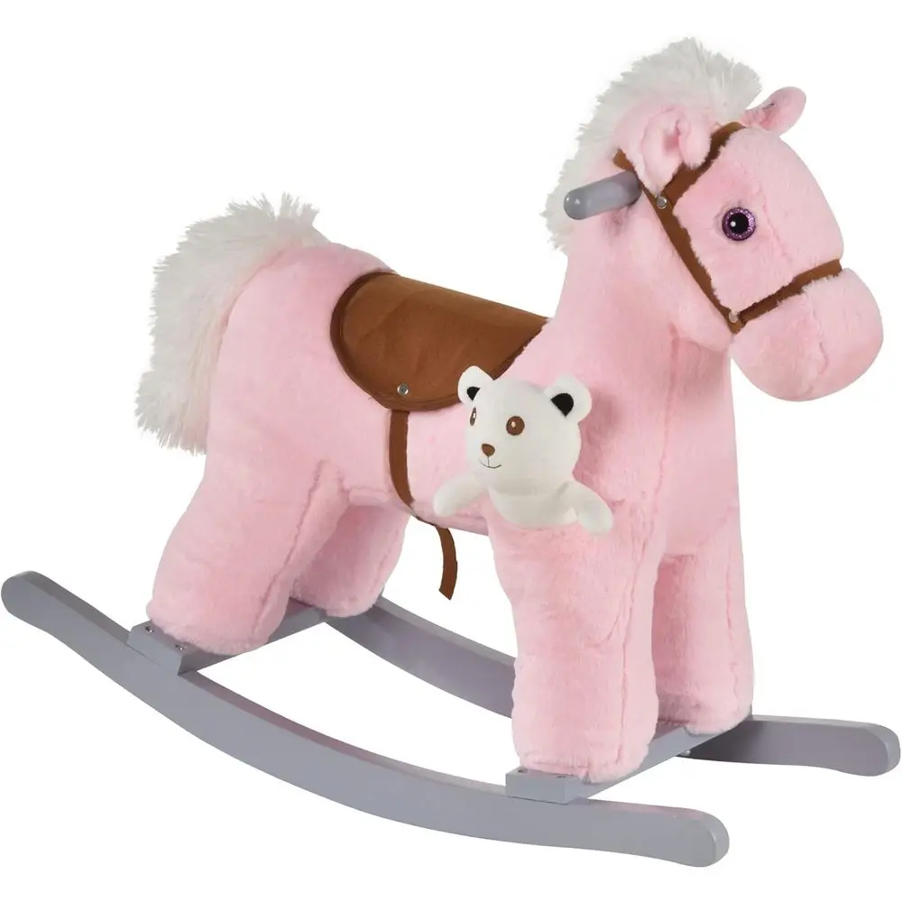 

Plush Ride-On Rocking Chair with Bear Toy and Realistic Sounds, Pink