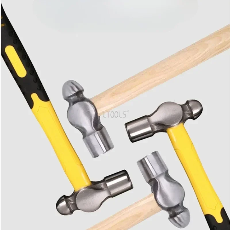 Round head hammer rubber handle round head nail hammer woodworking furniture installation integrated nail hammer manual tool