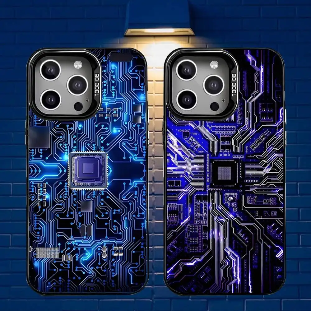 

circuit board For iPhone 17,16,15,14,13,12,X,8,Pro,Max,Plus,SE4,Air,Mini Anti-Slip Black IMD Matte Case